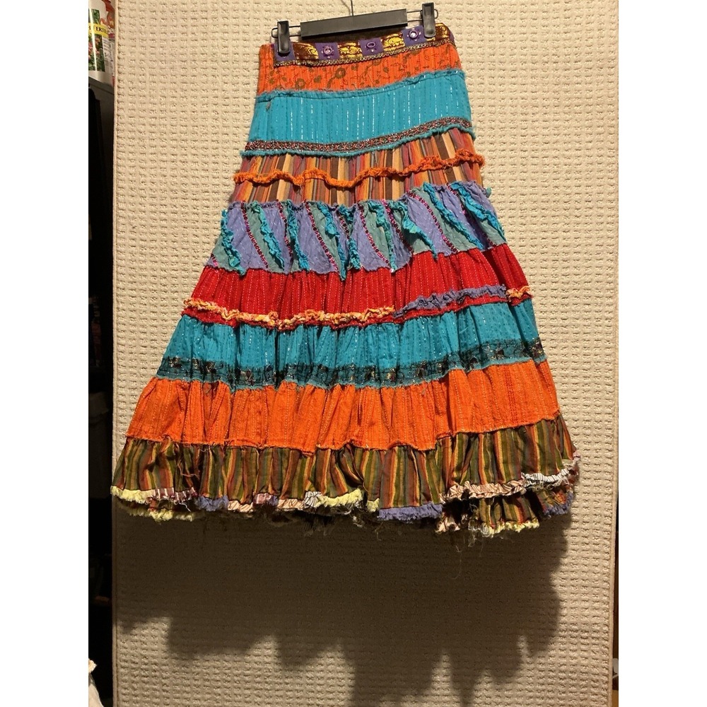 Sandy Starkman Skirt BOBO GYPSY Metallic Thread‎ FESTIVAL  Small BOLD CARNIVAL